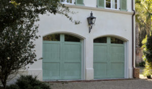 carriage-style wooden garage doors